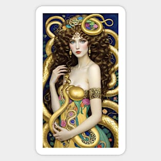 Gustav Klimt's Serpentine Embrace: Women in Snake Affection Sticker